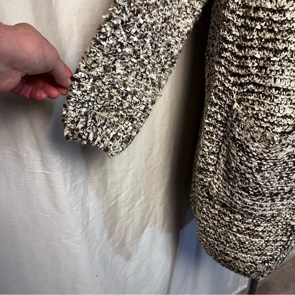 Easel | Marled Gray Open Front Hooded Longline Duster Cardigan, Small/Medium - Picture 4 of 6